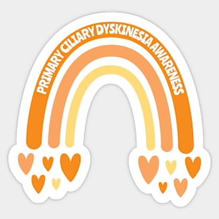 Primary Ciliary Dyskinesia Awareness Rainbow with hearts Sticker